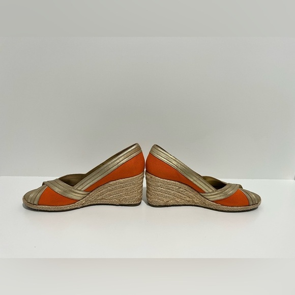 Lilly Pulitzer Lia canvas espadrille orange and gold Wedges - Picture 4 of 7